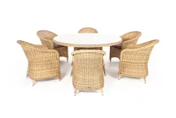 "Эспрессо–150 R" обеденная группа плетеная, цвет соломенный