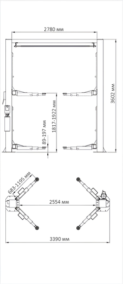 A235CM (PEAK 208C) Подъемник 2-х стоечный 4 т. (Серый)