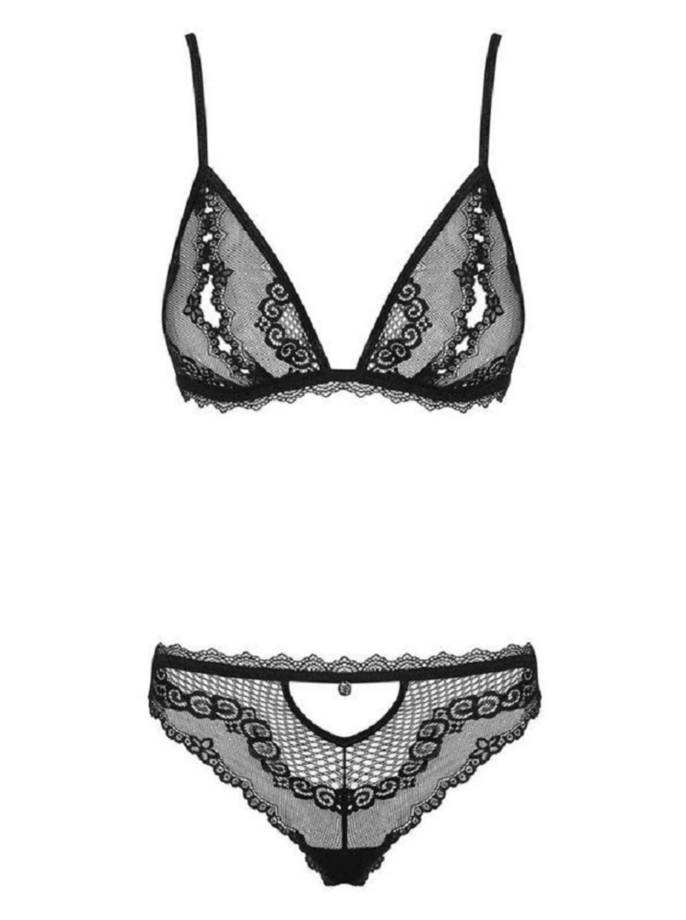 Комплект из эластичной сеточки и кружева Millagro Obsessive черный S/M