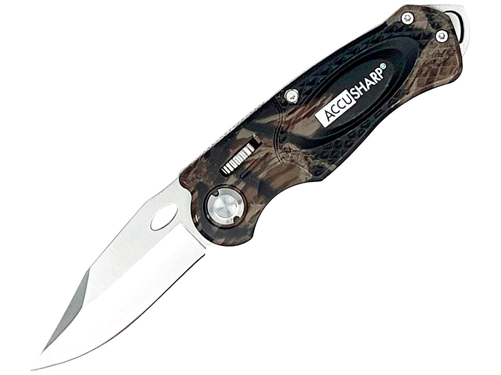 Нож складной AccuSharp Folding Sport Knife, нержавеющая сталь, рукоять алюминий, камуфляж