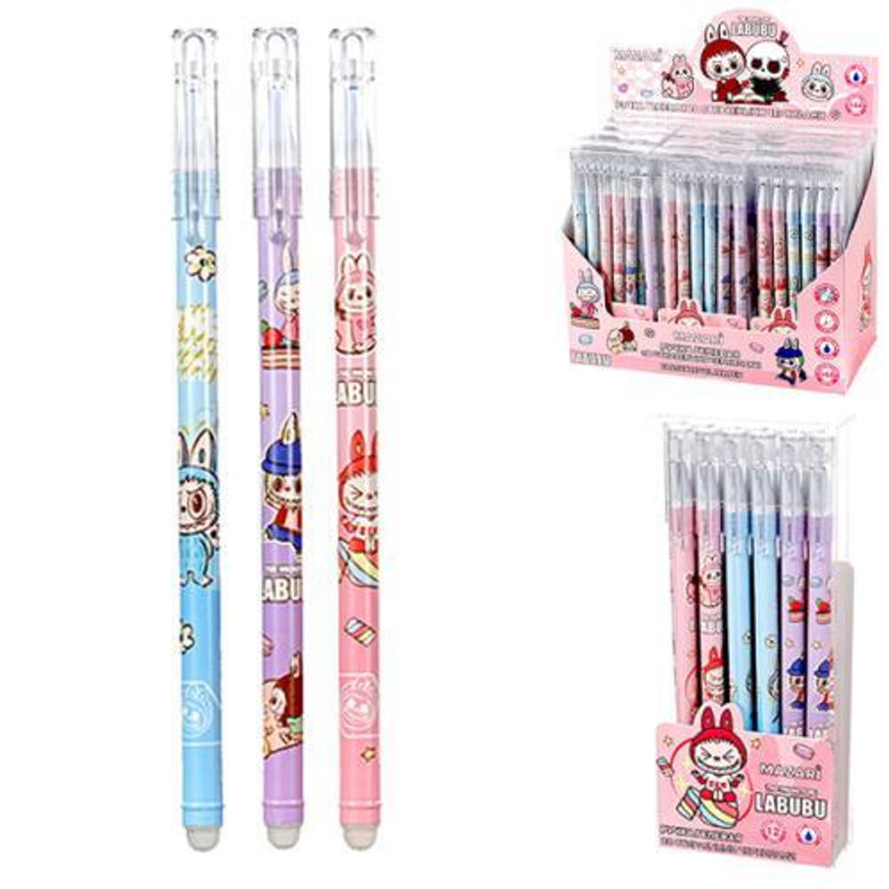 Ручка гель пиши-стирай 0,38мм. "Зубастик" синяя, термочувств.чернила, смен.стержень 130 мм. корп. цв