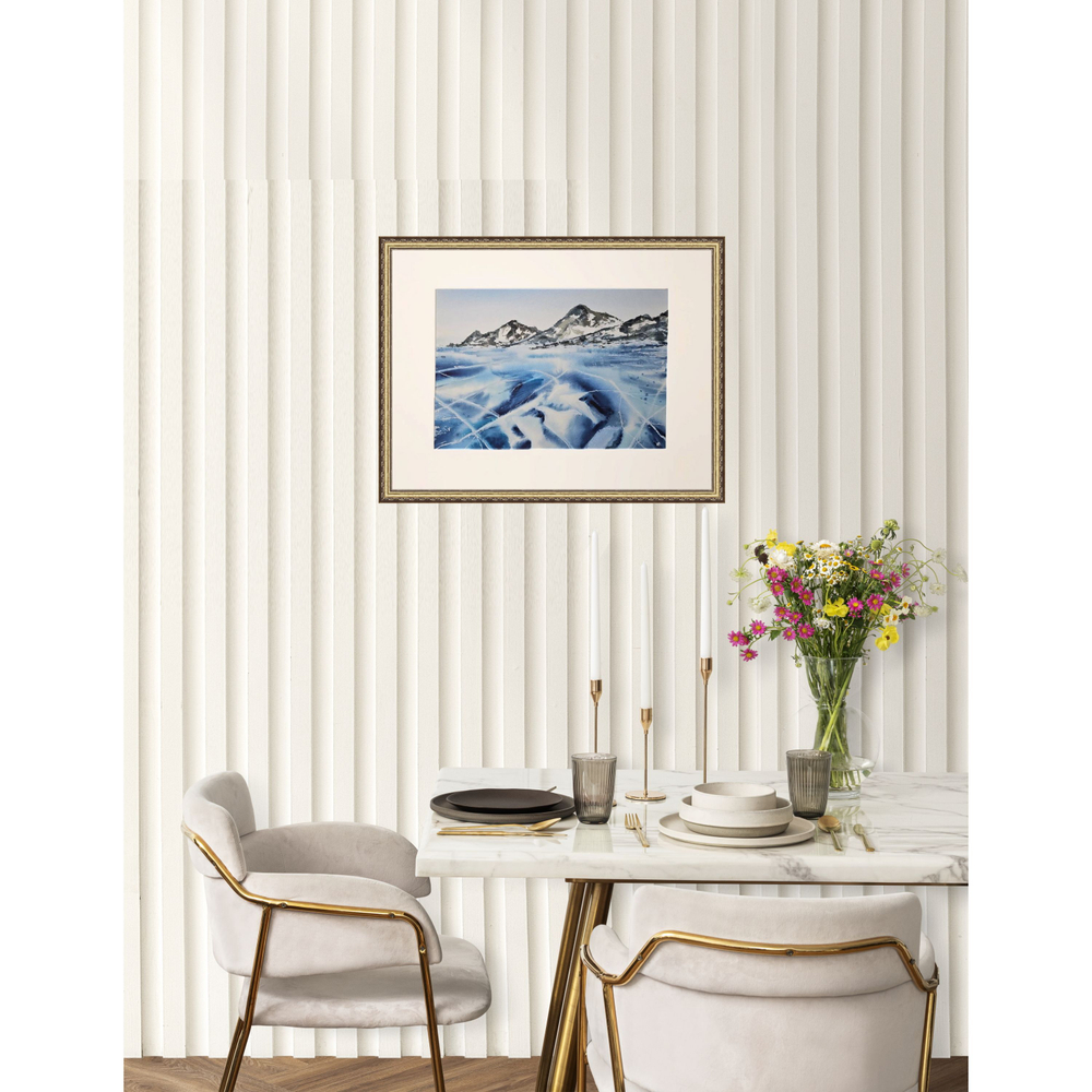 Картина авторская акварельная в паспарту 30х40 см на стену для интерьера "Лед Байкала"