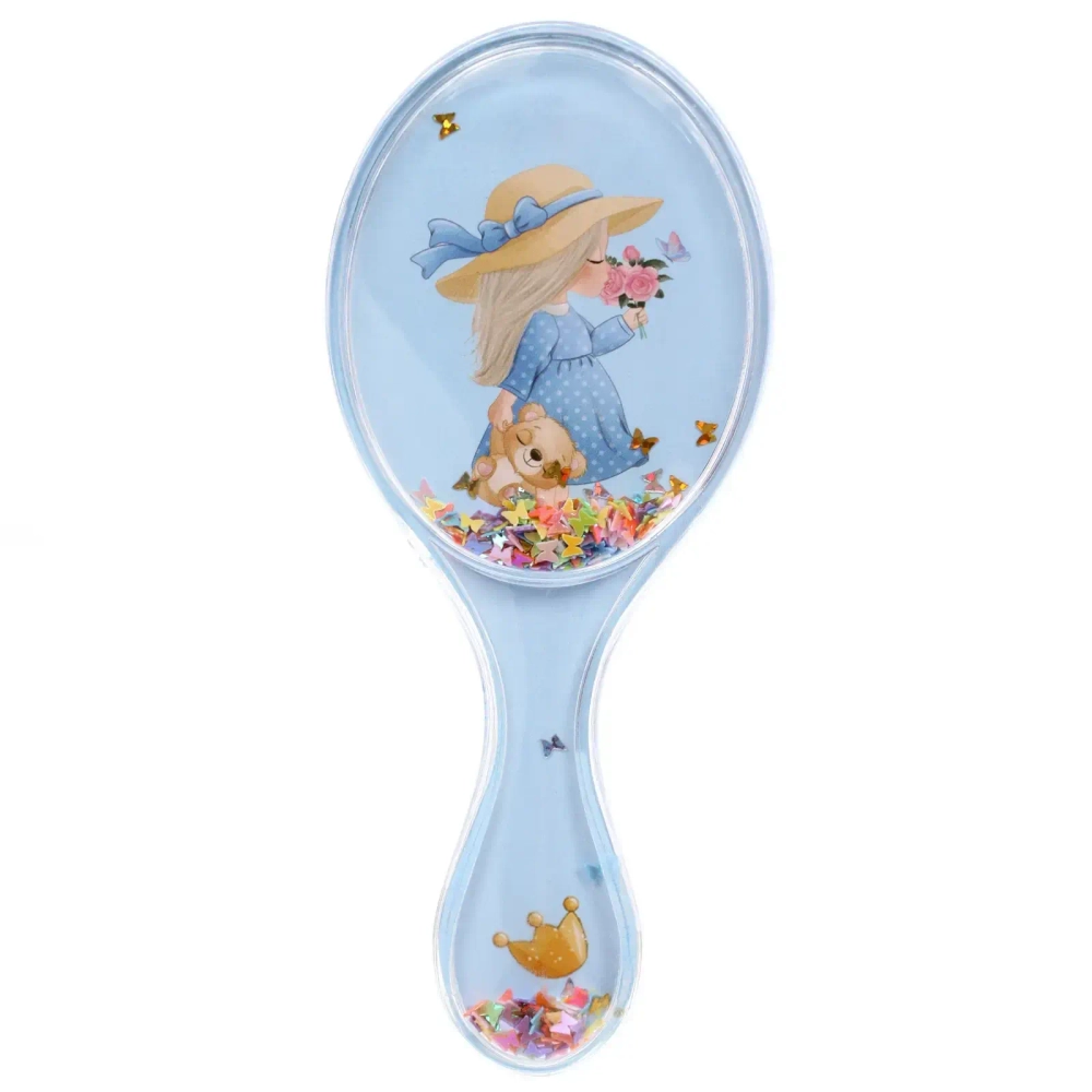 Расческа массажная детская «ФРАТТИ БУМ», малышка Натали, форма овал, 13*6см (блистер Ультрамарин)