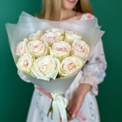 Bouquet of 11 Ecuadorian peony roses White O'Hara