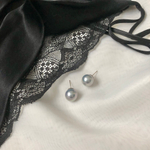 Пусеты серая жемчужина Майорка диаметром 1,4 см, Италия