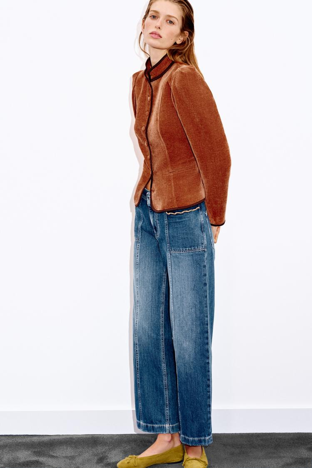 ZARA БЛЕЙЗЕР С КОНТРАСТНЫМИ КАНТАМИ, ЦВЕТ ЖЖЕНОГО АПЕЛЬСИНА