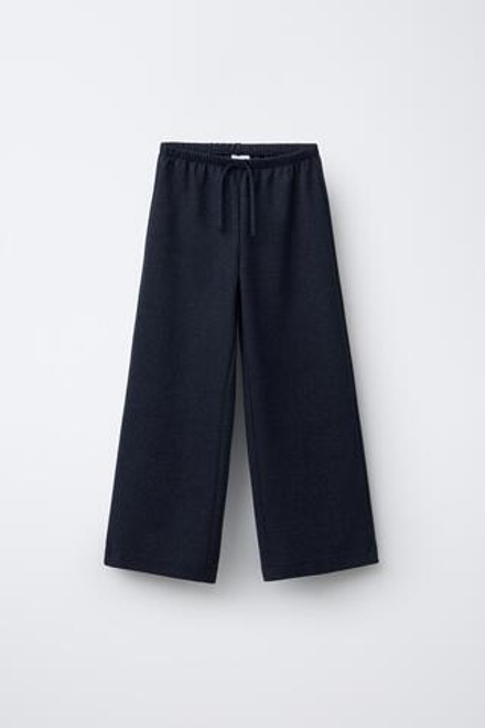 ZARA ЖАККАРДОВЫЕ БРЮКИ WIDE LEG, МОРСКОЙ СИНИЙ