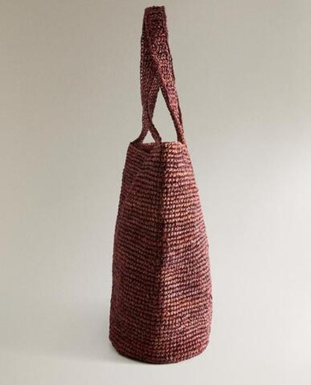 ZARA HOME СУМКА-ТОУТ ИЗ РАФИИ, БУРГУНДИ