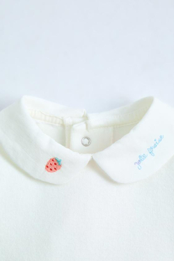 ZARA БОДИ С ВЫШИВКОЙ НА ВОРОТНИКЕ, ЖЕЛТОВАТО-БЕЛЫЙ