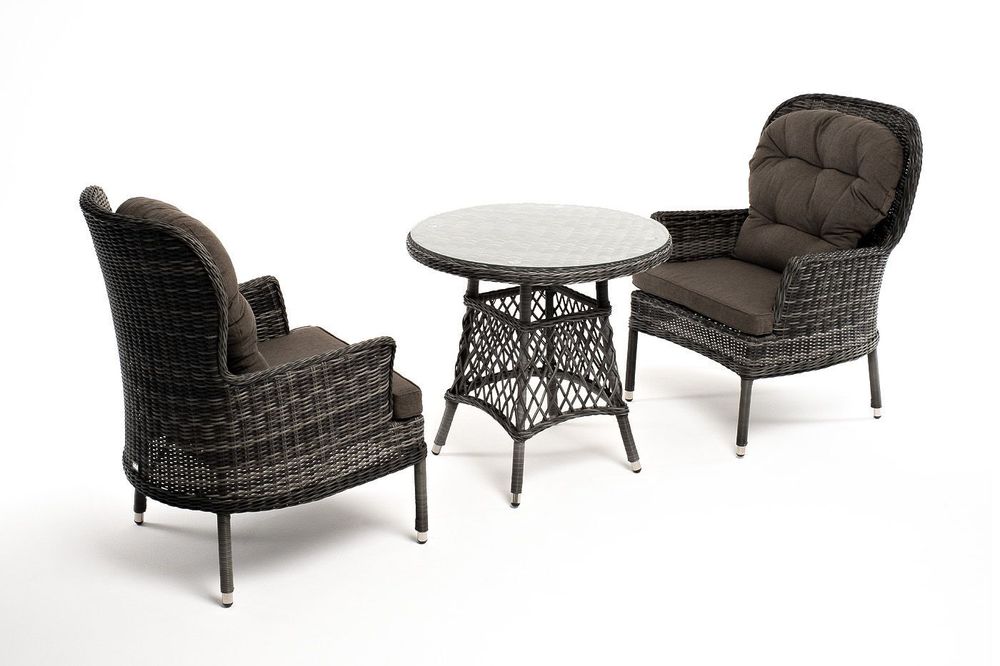 "Алиса" кофейный комплект из искусственного ротанга, цвет графит