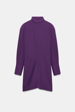 ZARA МИНИ-ПЛАТЬЕ С ШАРФОМ, БАКЛАЖАННЫЙ