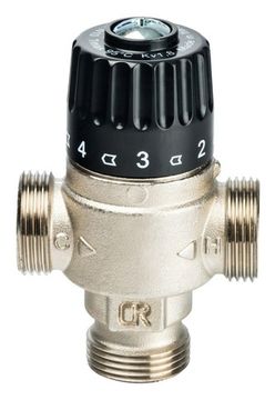 Термостатический смесительный клапан Stout 3/4" НР 30-65 °С, KV 2,3 м3/ч центральное смешивание