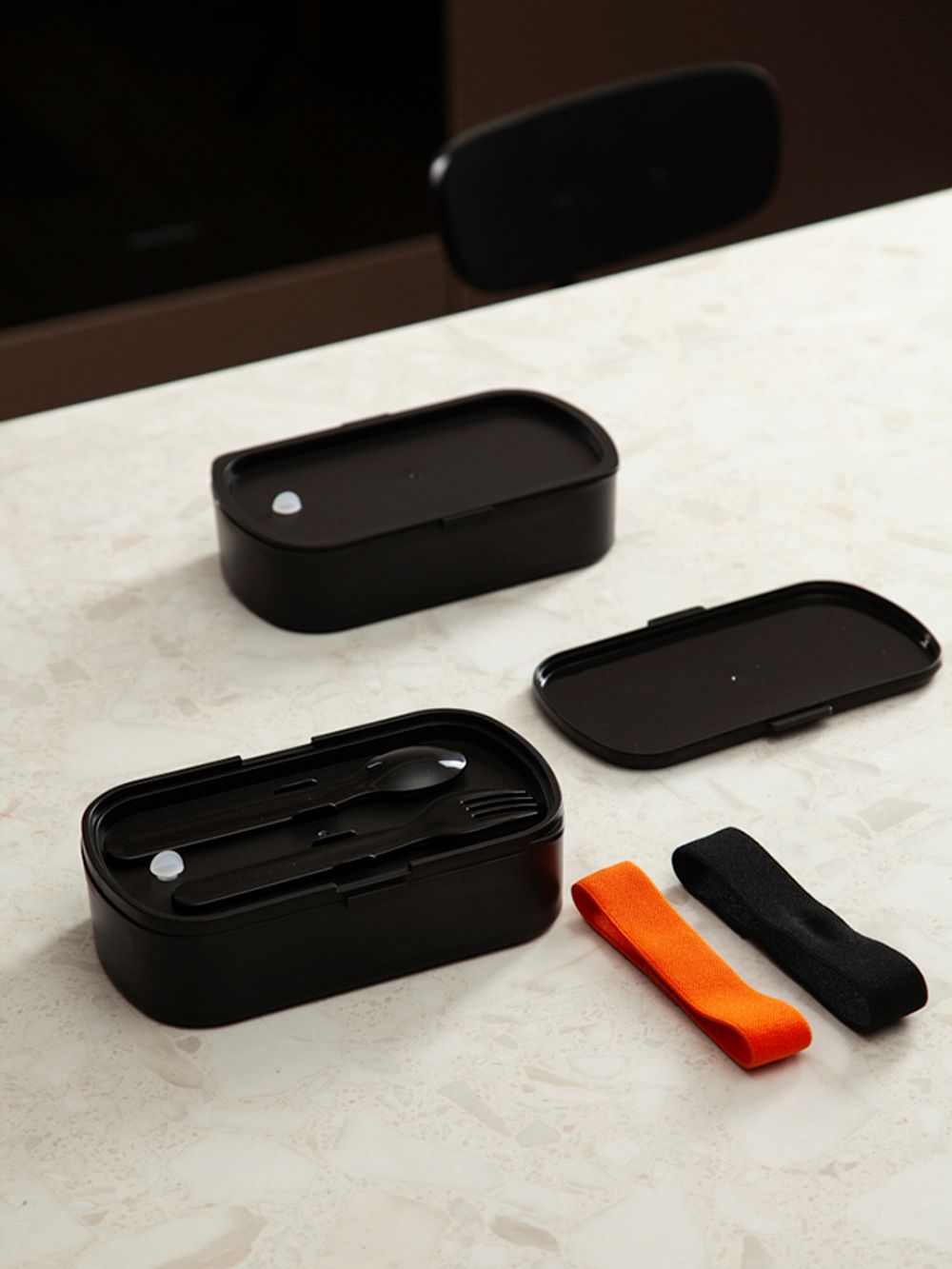 Ланч-бокс с приборами Food Time, 1 л, черный