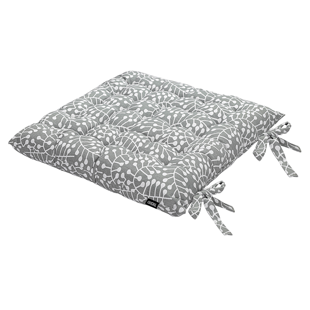 Подушка на стул из хлопка серого цвета с принтом Спелая Смородина из коллекции scandinavian touch, 35х35 см