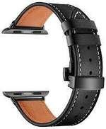 Ремешок Apple Watch 38мм, кожаный, черный Replica