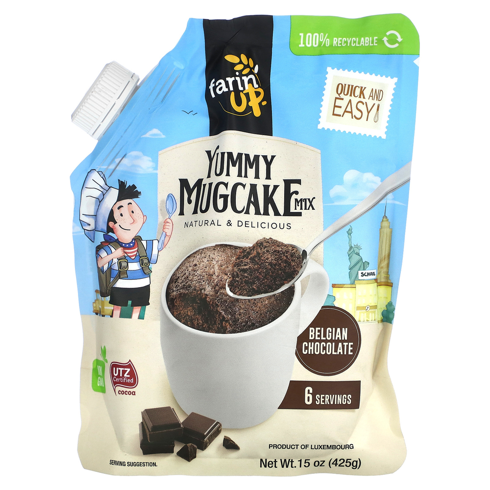 Farin' Up, Yummy Mugcake Mix, бельгийский шоколад, 425 г (15 унций)