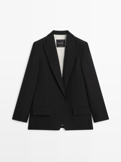 Massimo Dutti Костюмный пиджак из крепа, черный
