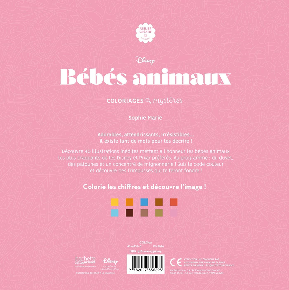 Hachette раскраска по номерам DISNEY - Grand carré mystères Disney - Bébés animaux