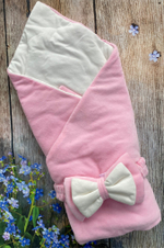 Комплект на выписку 6 предметов велюр "Мишка" (Цвет: Серо-розовый)