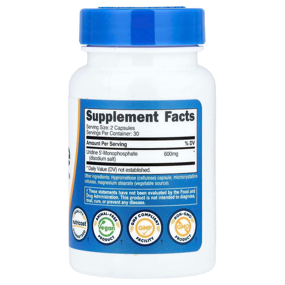 Nutricost, уридин, 60 капсул (300 мг в 1 капсуле)