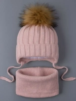 Шапка зимняя для девочки и снуд вязаные