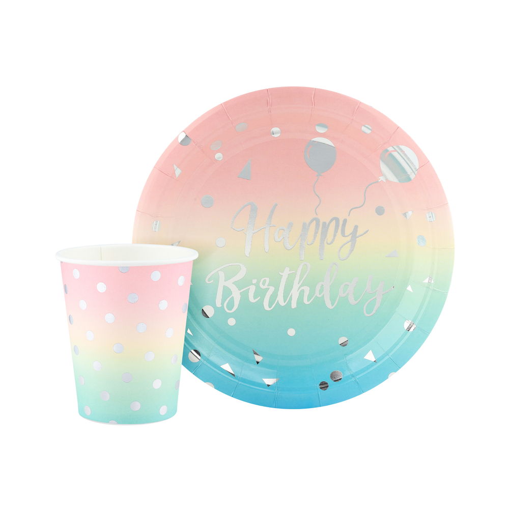 Тарелки (9''/23 см) Невесомый ДР, Радужный/Серебро, Металлик, 6 шт., 6231420