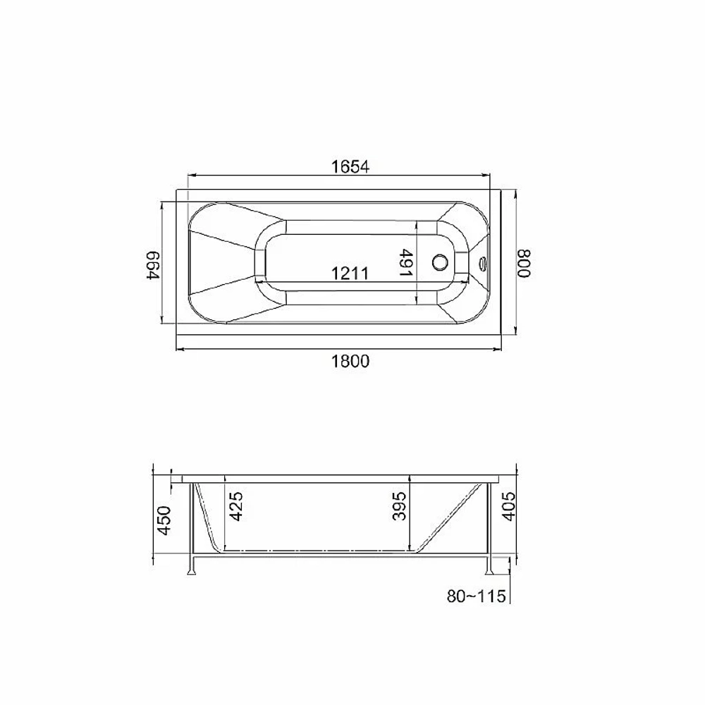 Ванна акриловая Jacob Delafon Trocadero E6D355RU-00 180х80 белая
