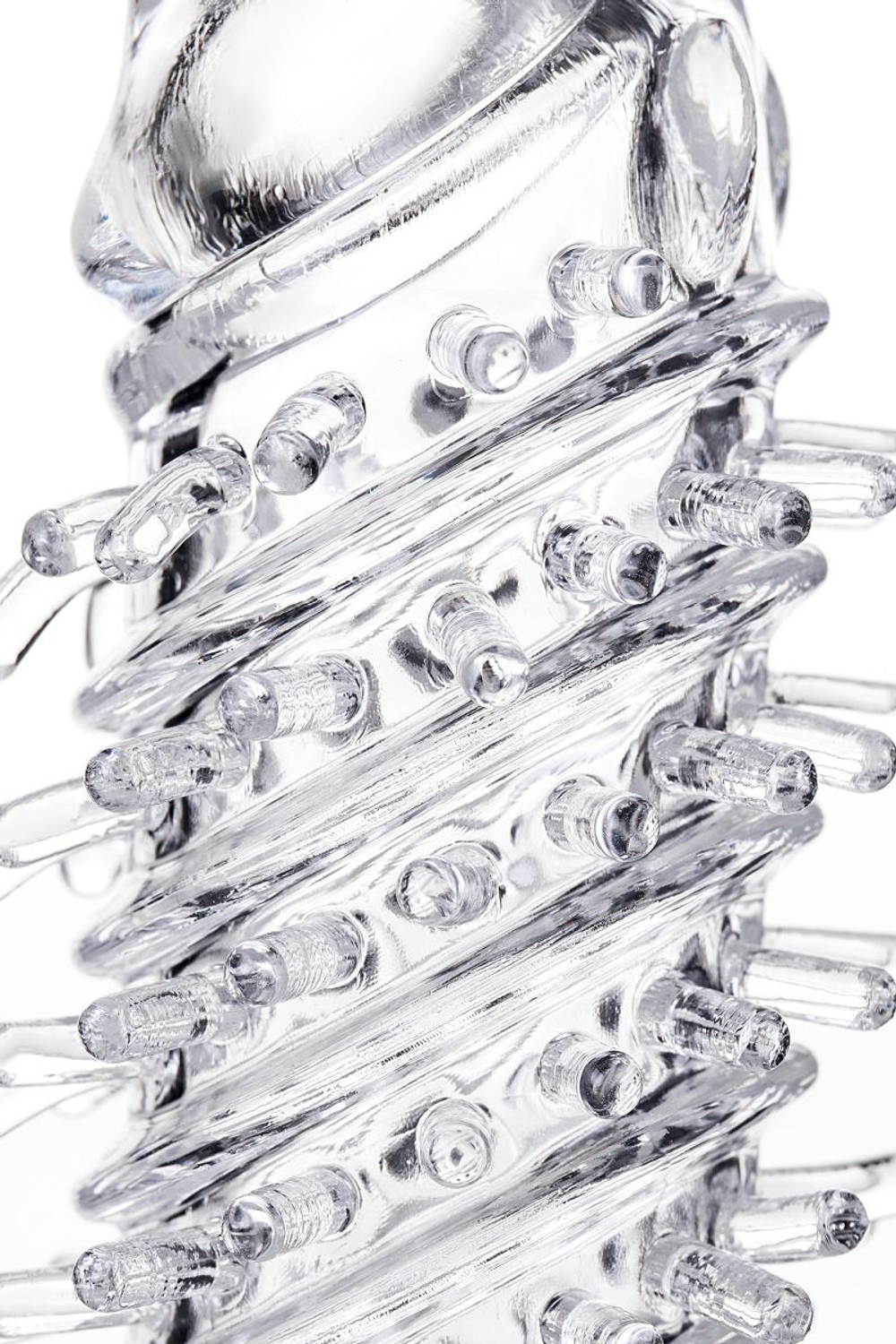 Насадка на пенис TOYFA A-Toys с вибропулей и шипами - 13,4 см. (Цвет: прозрачный)