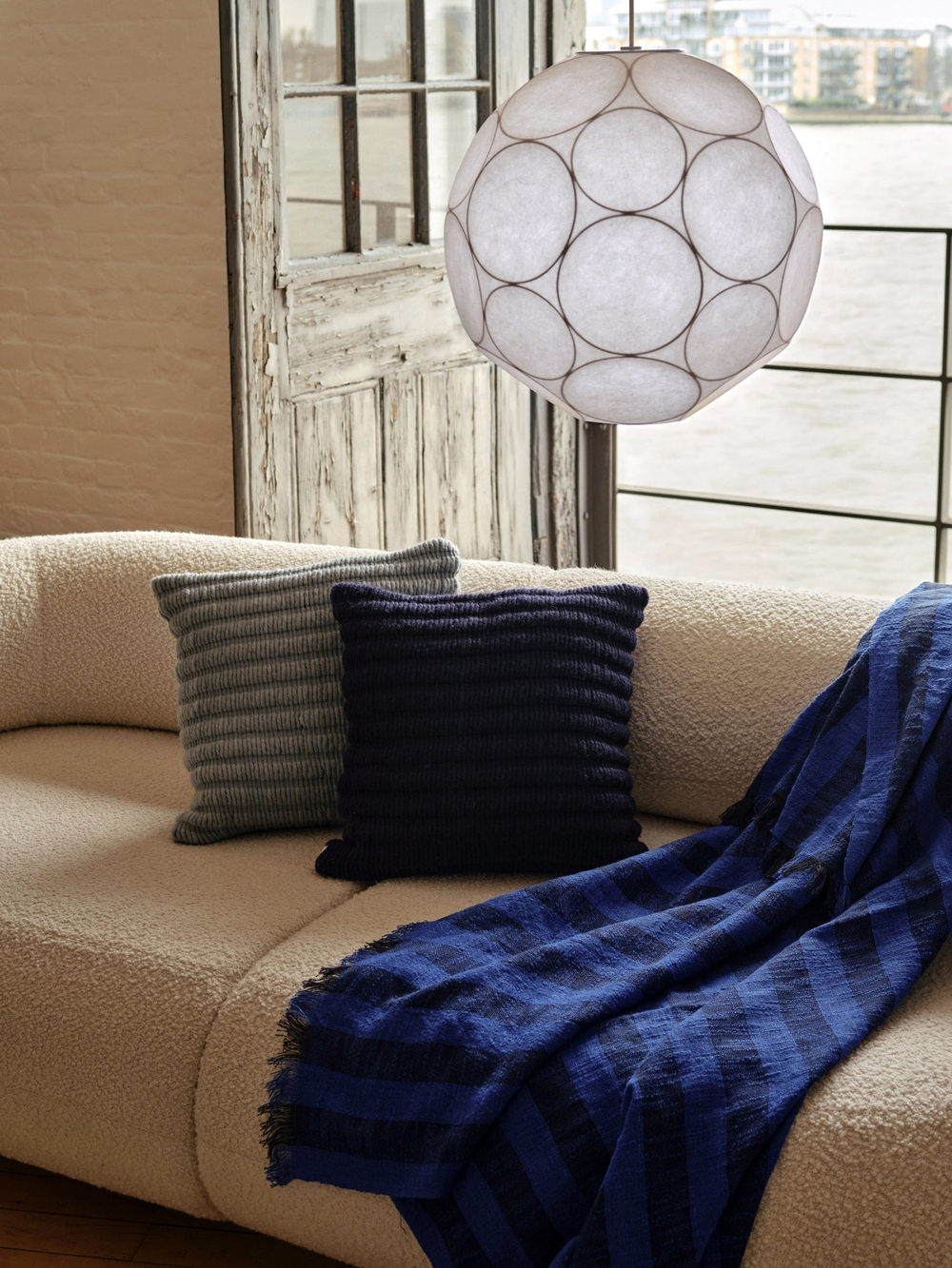 Подушка Ridge 45x45 cm Indigo Cotton Wool-Mix