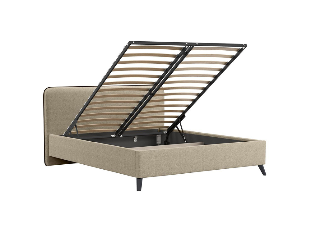 Миа кровать 180 Bravo light brown (бежево-коричневый) / кант Лайт 10 Велюр (коричневый)