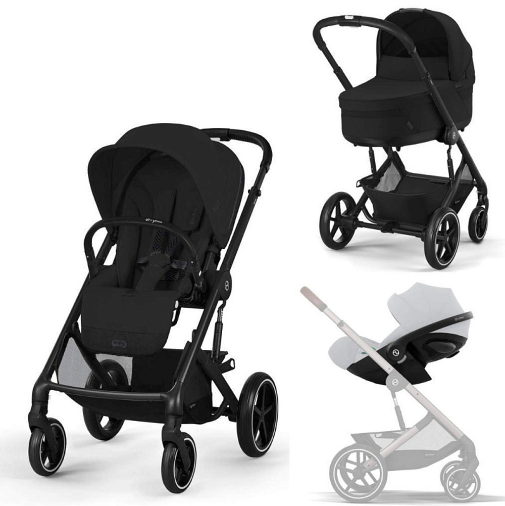 Коляска Cybex Balios S Lux BLK 2025 Cloud G i-Size Fog Grey 3 в 1 Moon Black