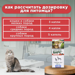 Капли ушные, препарат для лечения отитов микробной и грибковой этиологии АВЗ БАРС ФОРТЕ для кошек и собак, 20 мл