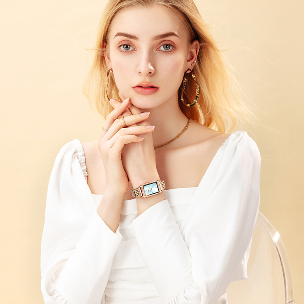 KANGOL Possession Collection Quartz Movement Stainless Steel Watchband Watch Women"s Watch White Dial