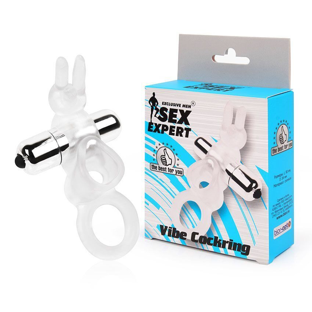 Прозрачное эрекционное виброкольцо с усиками (Цвет: прозрачный)