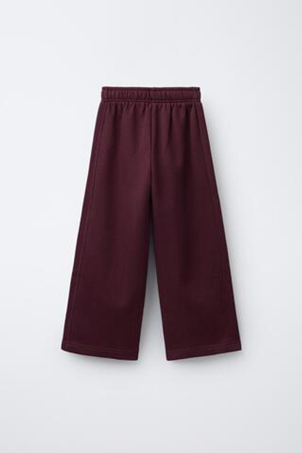 ZARA БРЮКИ WIDE LEG С НАДПИСЬЮ, БУРГУНДИ
