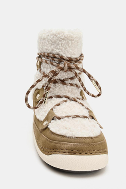 ZARA БОТИНКИ С КОНТРАСТНОЙ ШНУРОВКОЙ, ПЕСОЧНЫЙ