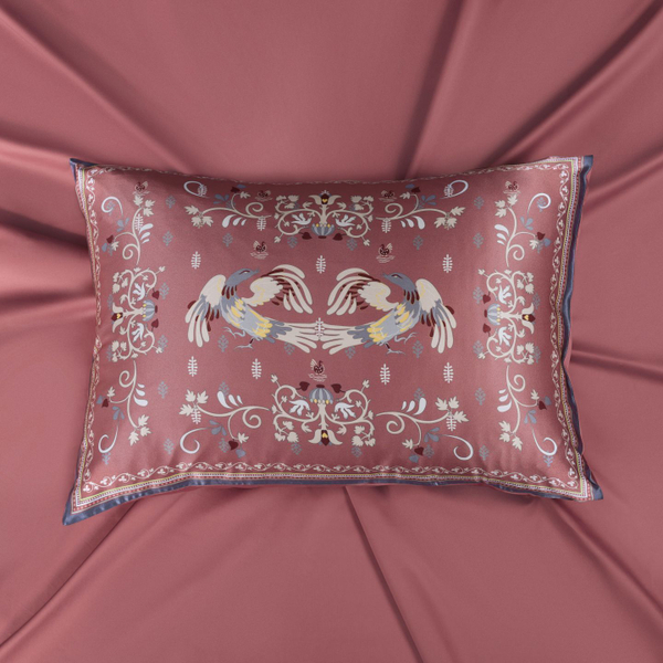 Наволочка 50x70 Mollen Мезенская роспись вишнёво-ягодная хлопковая