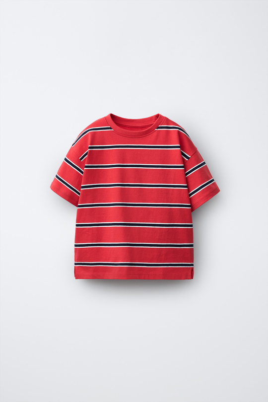 ZARA ФУТБОЛКА В ПОЛОСКУ, КРАСНЫЙ/ЧЕРНЫЙ