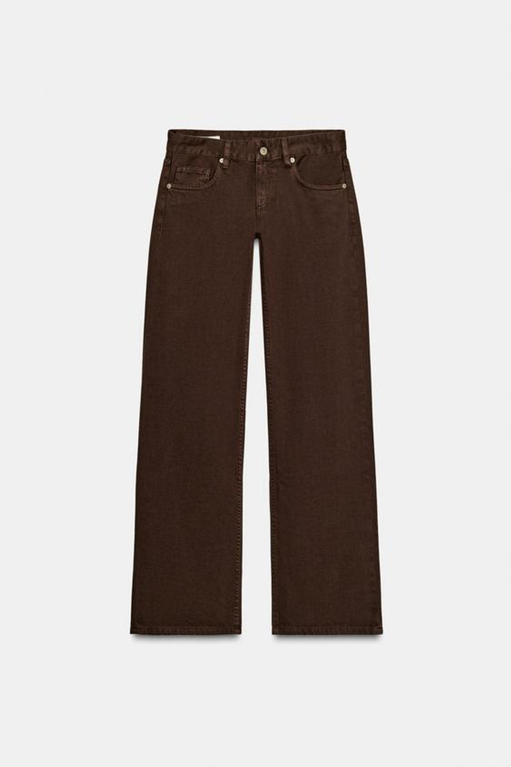 ZARA ДЖИНСЫ TRF WIDE-LEG С НИЗКОЙ ПОСАДКОЙ, ШОКОЛАДНЫЙ