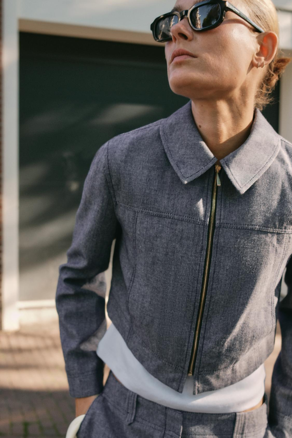 ZARA БЛЕЙЗЕР НА МОЛНИИ, СИНИЙ