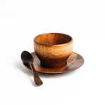 Деревянная чайная пара и ложка из сибирского кедра. NC16