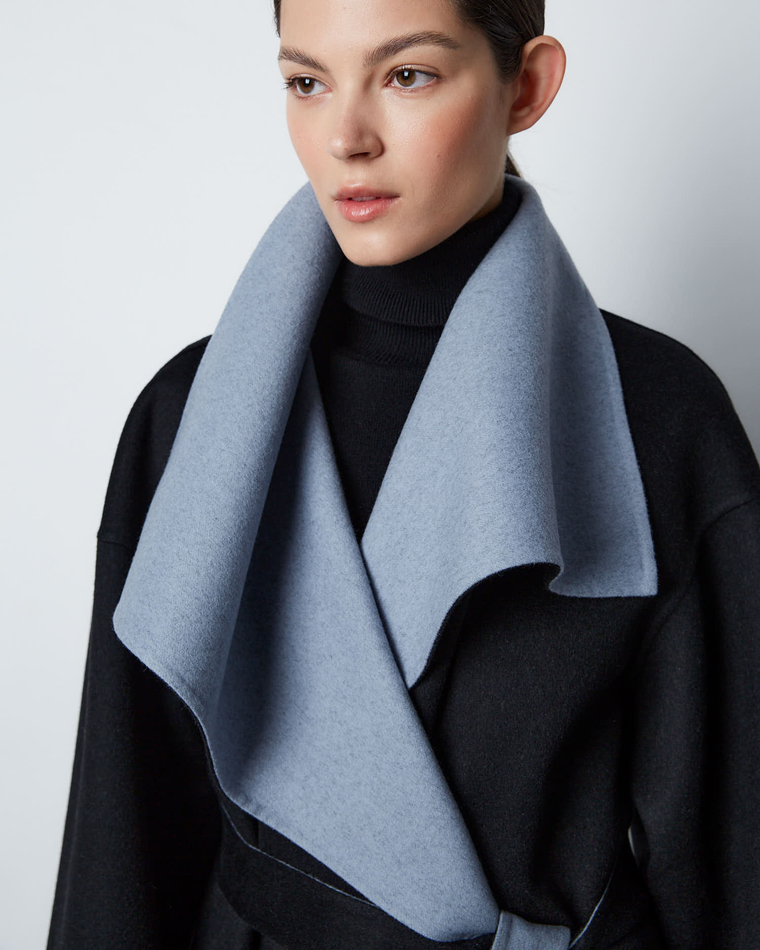 Пальто двустороннее из шерсти Берберри черно-голубой