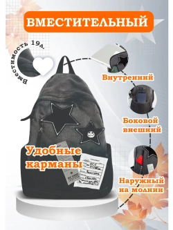 Рюкзак джинсовый школьный молодежный