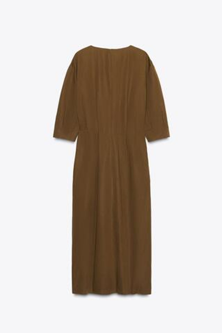 ZARA ПЛАТЬЕ МИДИ СО СКЛАДКАМИ — ZW COLLECTION, ОХРА
