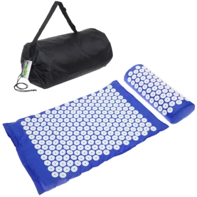 Акупунктурный набор (коврик игольчатый 64х40х2 см и валик 37х15х10 см в сумочке), синий