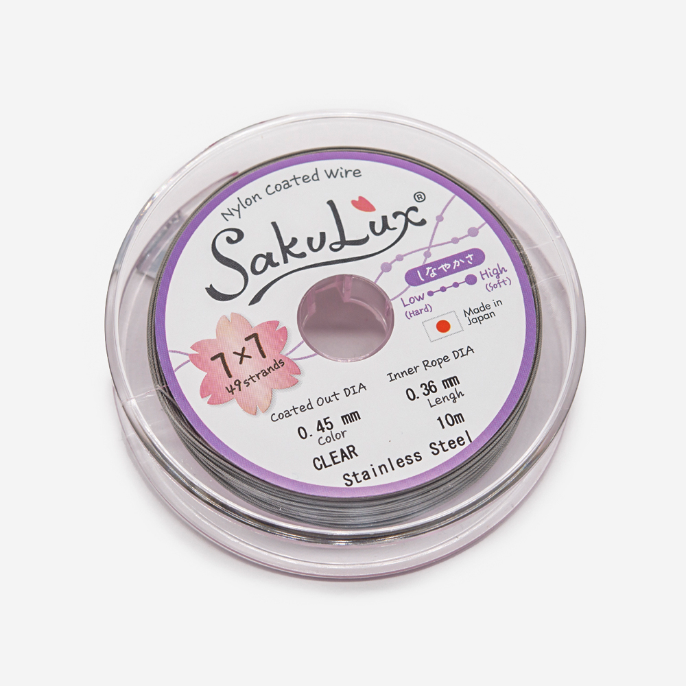 Японский ювелирный тросик SakuLux 49 диаметр 0,45мм, цвет "Сталь"