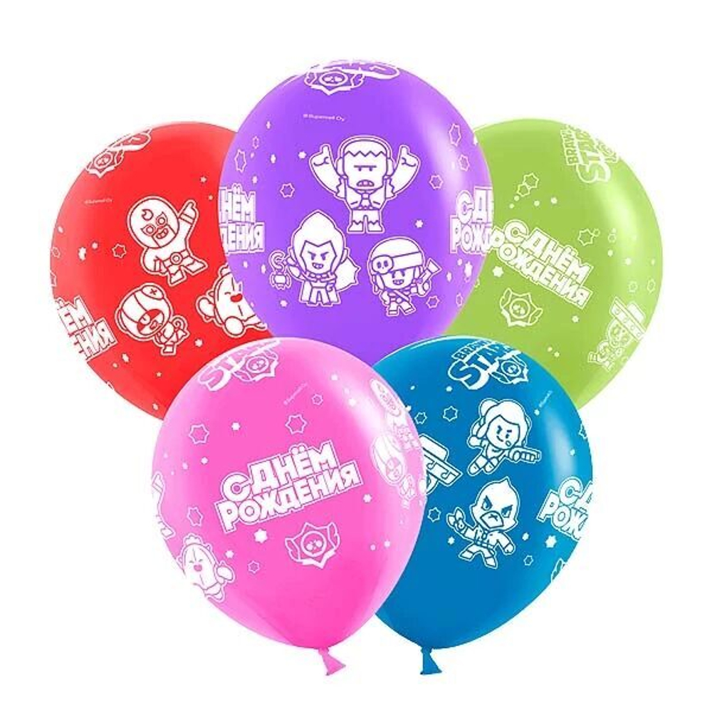 Воздушный Шар "Brawl Stars, С Днем Рождения", Ассорти, пастель, 30 см