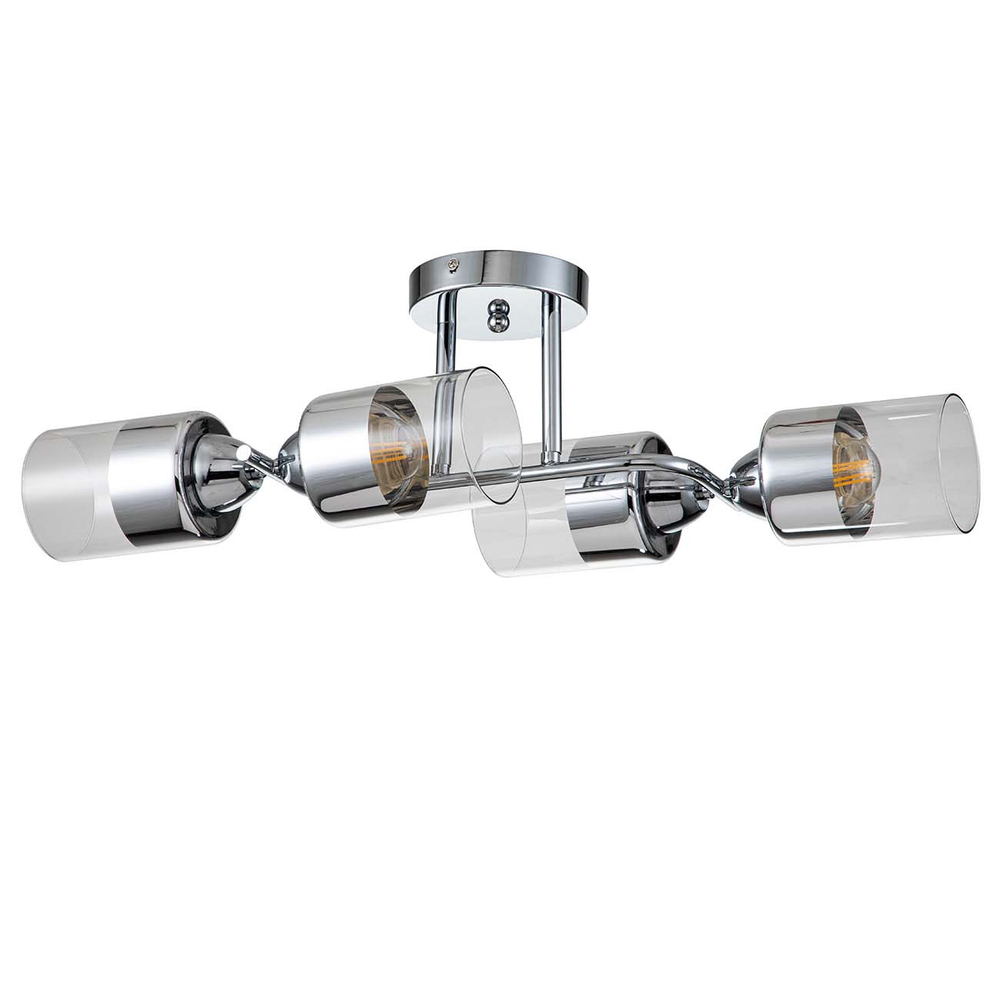 Светильник на штанге 4x60Вт E27, металл/стекло, хром