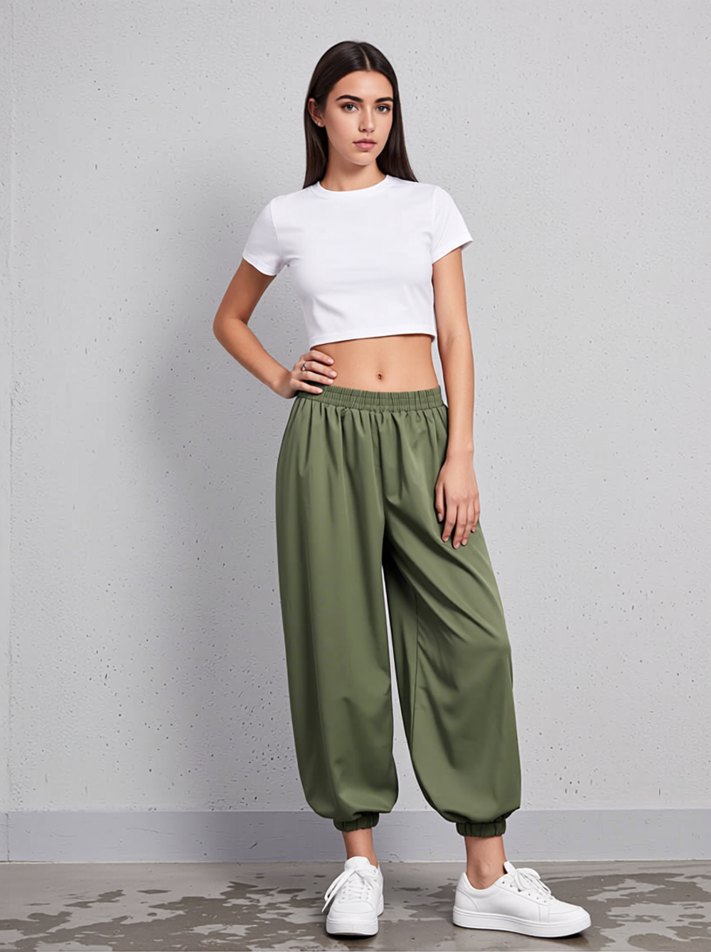 Брюки алладины женские на резинке с боковыми карманами