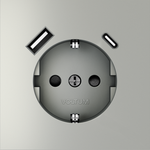 Розетка встраиваемая VOLTUM S70 с заземлением и защитными шторками, 16А, с USB, A+С, (сталь)